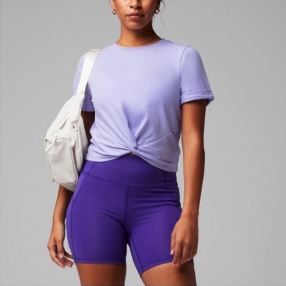 Fabletics Lavender Twist Front Crop T-Shirt